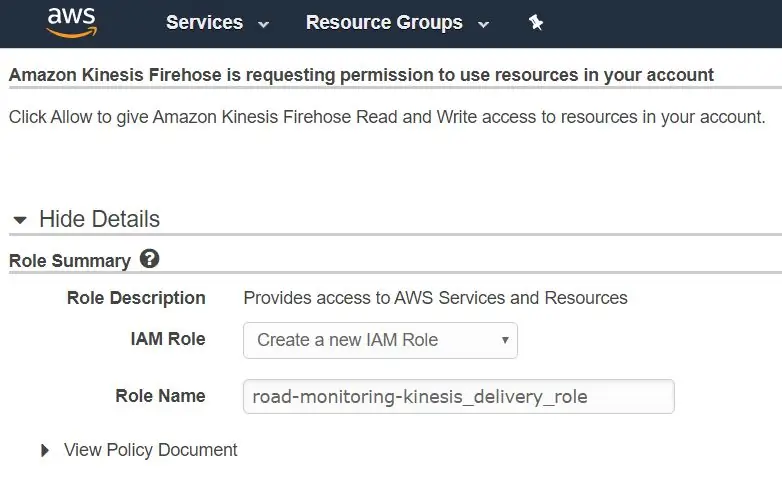 Configurer le rôle IAM pour Kinesis