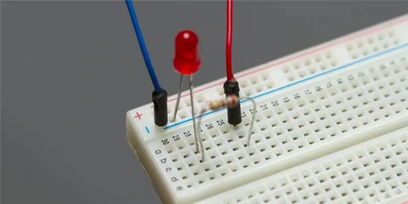 Sambungkan LED dan Perintang ke Breadboard