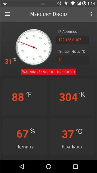 IoT Home Weather Monitoring System Med Android Application Support (Mercury Droid)