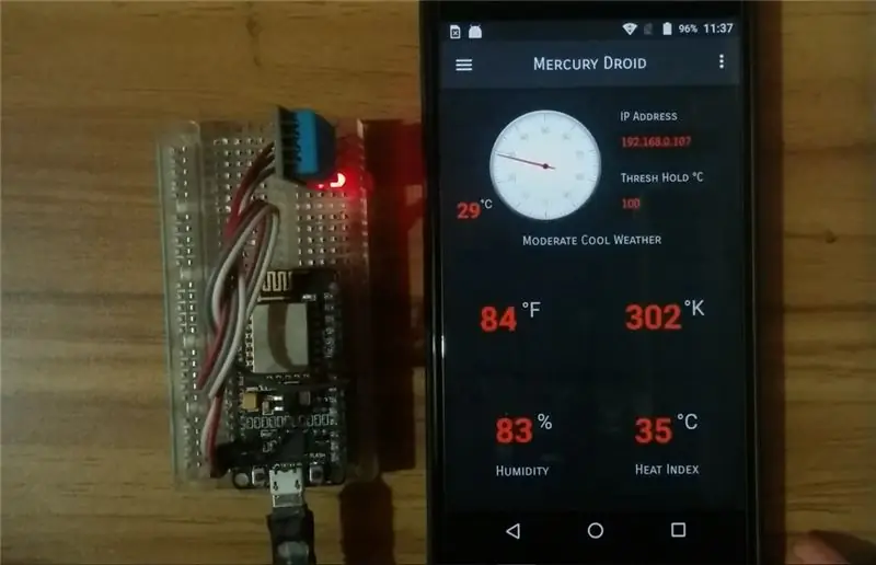 Sistema de vigilància del temps IoT Home amb suport per a aplicacions d'Android (Mercury Droid)