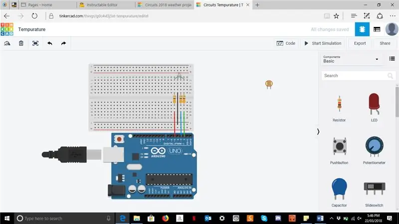 4. Pod rezystorami 330 omów można po prostu dodać czerwony przewód i niebieski przewód (opcjonalnie zielony przewód), który przechodzi do -5 i -3 na Arduino