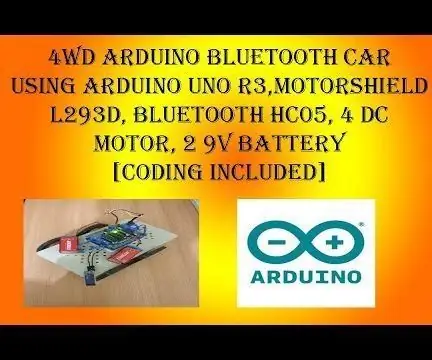 Cotxe Arduino amb tracció a les quatre rodes Bluetooth amb cotxe UNO R3, HC-05 i L293D amb codificació i aplicació per a Android: 8 passos