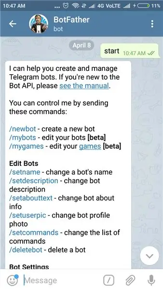 Crearea unui bot în Telegram