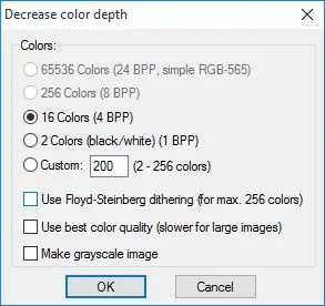 Minska färgdjupet