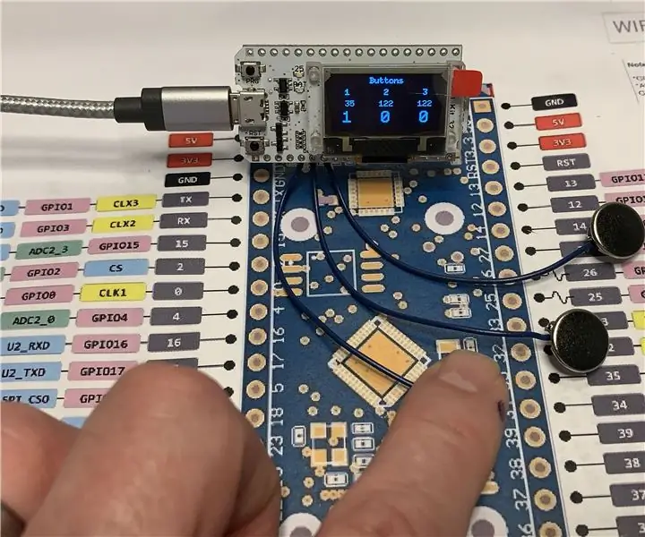 Ingresso tattile capacitivo ESP32 utilizzando "tappi per fori metallici" per i pulsanti: 5 passaggi (con immagini)