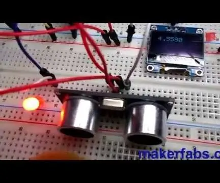 Arduino UNO met OLED Ultrasonic Range Finder en Visuino: 7 stappe