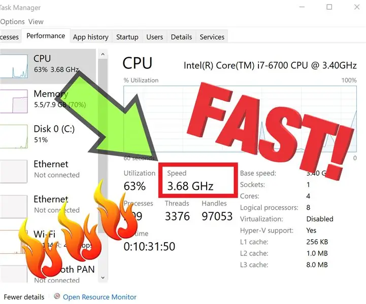 Hoe om die frekwensie van die CPU in Windows 10 aan te pas: 5 stappe