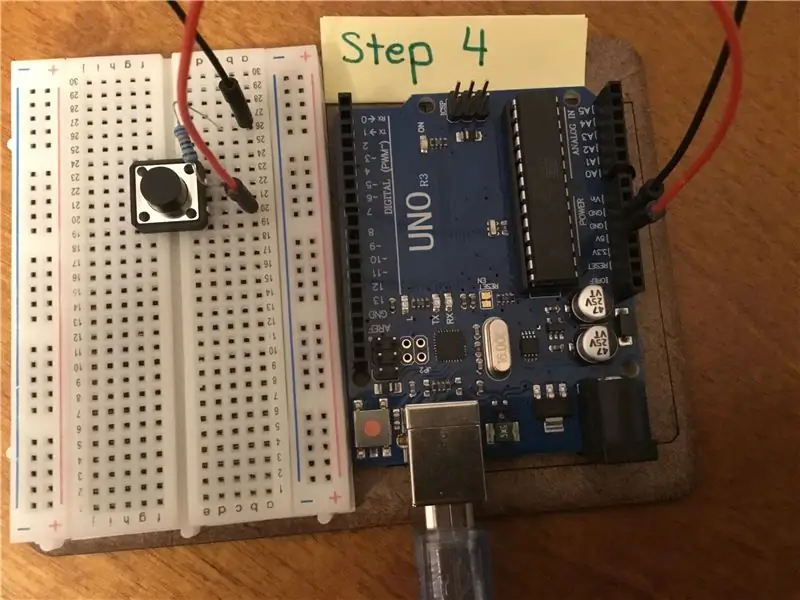 Conecte a outra perna do botão com um fio ao + 5V