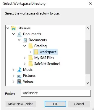 Workspace Directory را انتخاب کنید