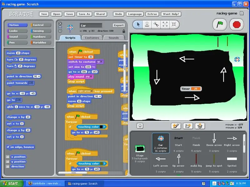 Създаване на графики за състезателна игра Scratch