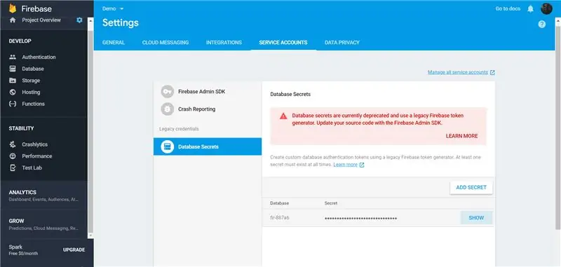 Tambahkan Kunci Rahsia Nama Host / Pangkalan Data ke Arduino Sketch