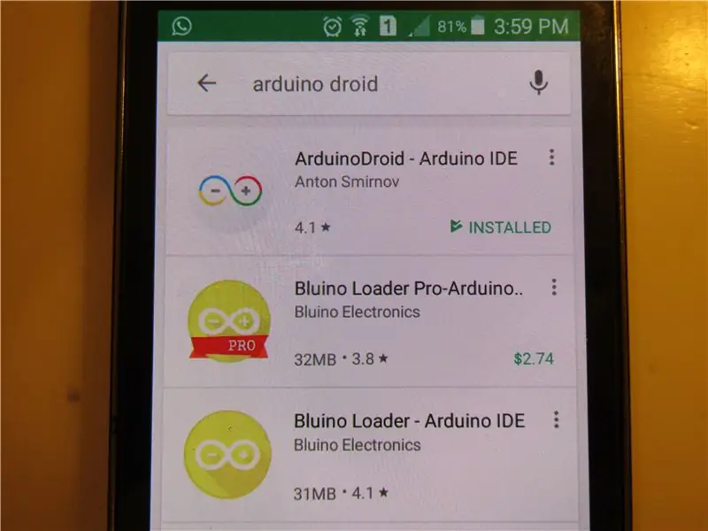 La aplicación ArduinoDroid