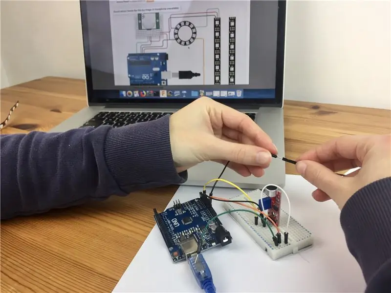 Окабеляване на микрофона и Arduino