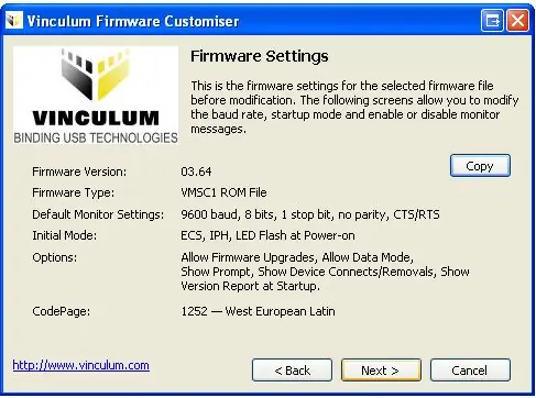 Programación del firmware