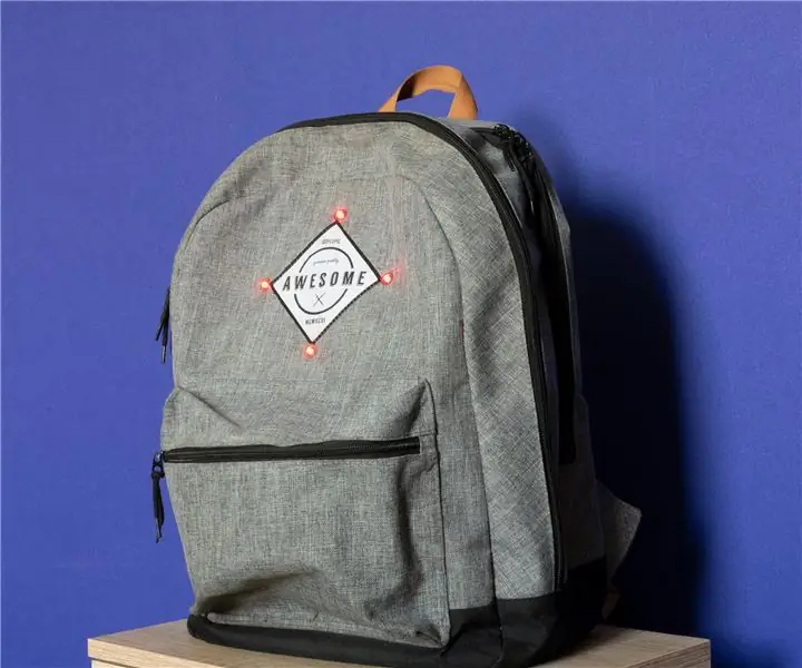 Smart Backpack Sa Pagsubaybay sa Gps at Mga Awtomatikong Ilaw: 15 Hakbang