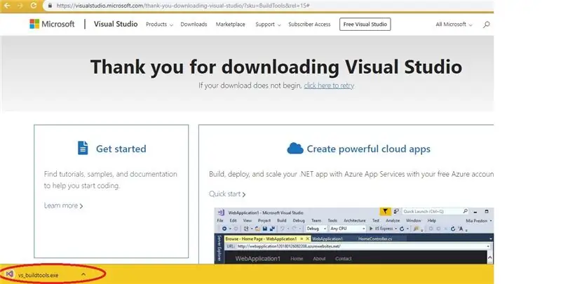 Lejupielādējiet un instalējiet Visual Studio veidošanas rīkus