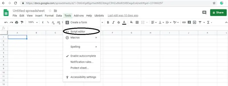 Exportieren Sie Ihre Ubidots-Daten in Google Sheets