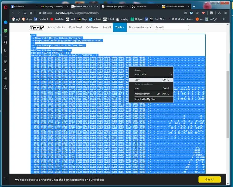 Conversión de archivos de mapa de bits BMP a C