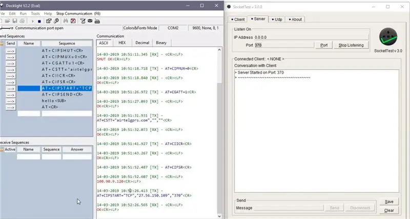 TCP/IP -verbinding via GPRS: hoe om data na die bediener te stuur met behulp van die SIM900A -module