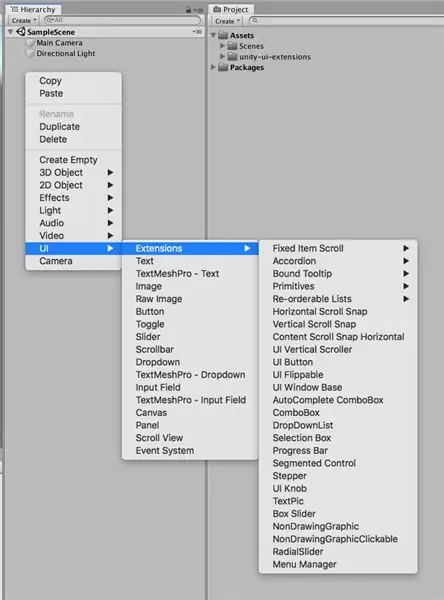 Unity UI Uzantıları Paketini yükləyin