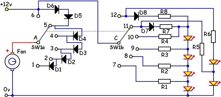 Използване на диоди за управление на вентилатора .: 7 стъпки