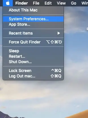 MAC Manual: Gå til System Preferences