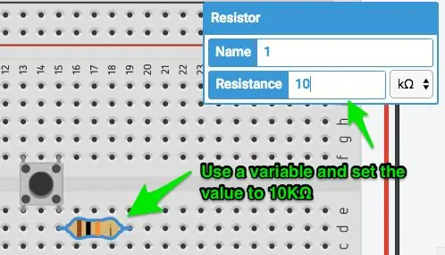 Adicione o botão e o resistor