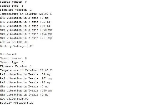 Få värden på vibrationssensorn
