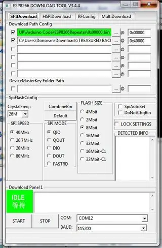 Feu llançar el microprogramari Extender a l’ESP8266