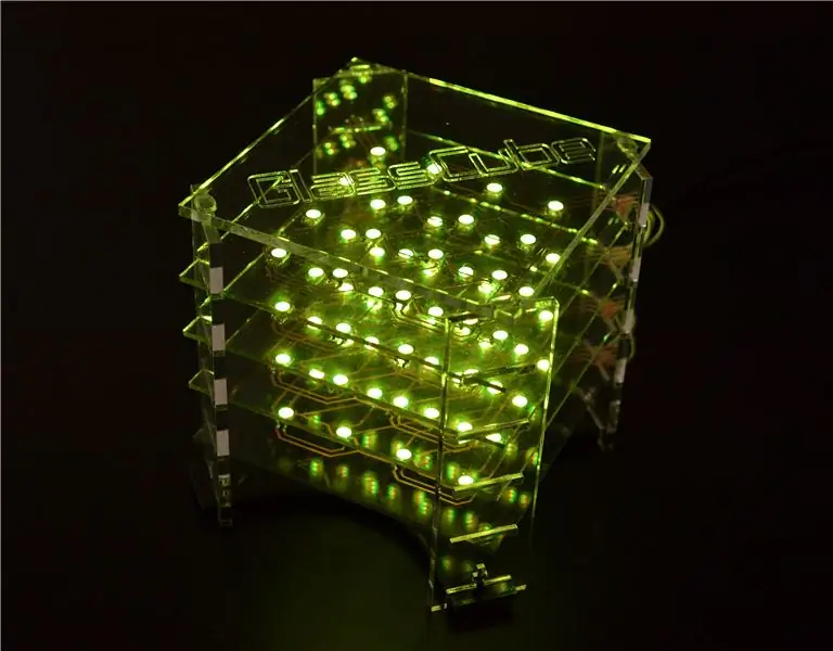 GlassCube - 4x4x4 LED Cube på glass -PCB