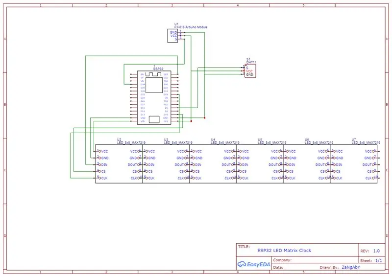 Koble LED Matrix Display, LDR og DHT11 til ESP32