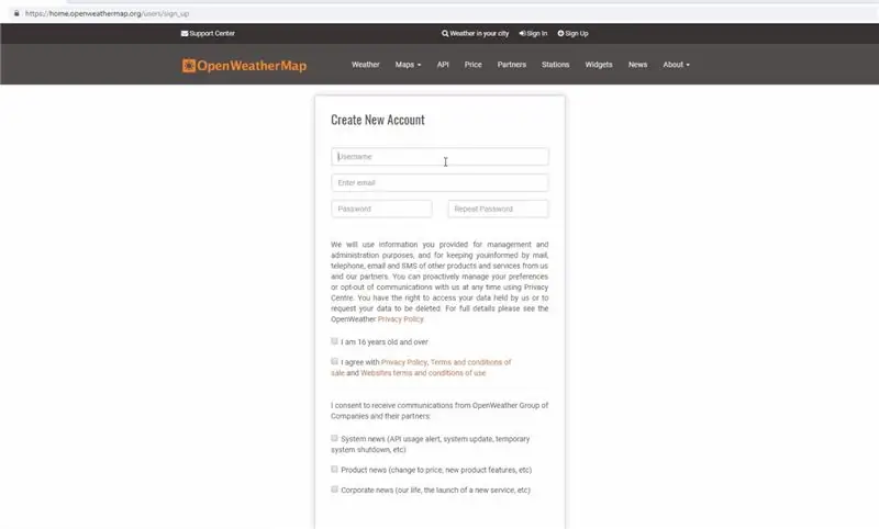 Zaregistrujte sa na OpenWeatherMap.org