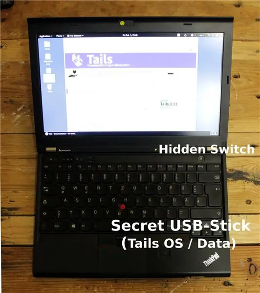 Memoria USB secreta interna con interruptor oculto