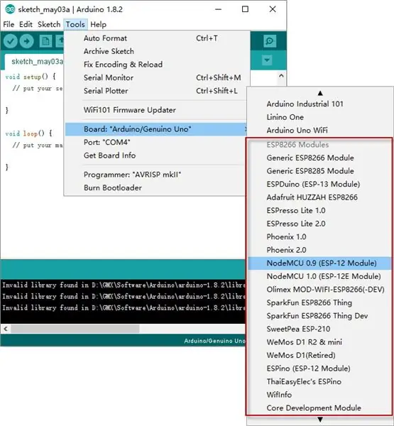 ESP8266 qo'llab -quvvatlashini sozlash