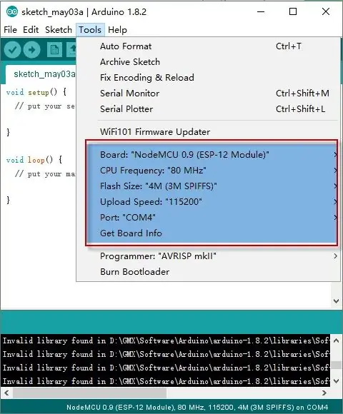 ESP8266 qo'llab -quvvatlashini sozlash