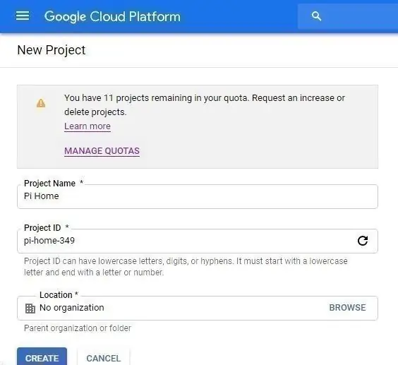 A Google Assistant Cloud Project engedélyezése