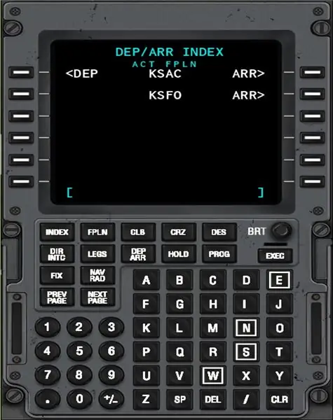 Druk op de knop voor DEP/ARR INDEX