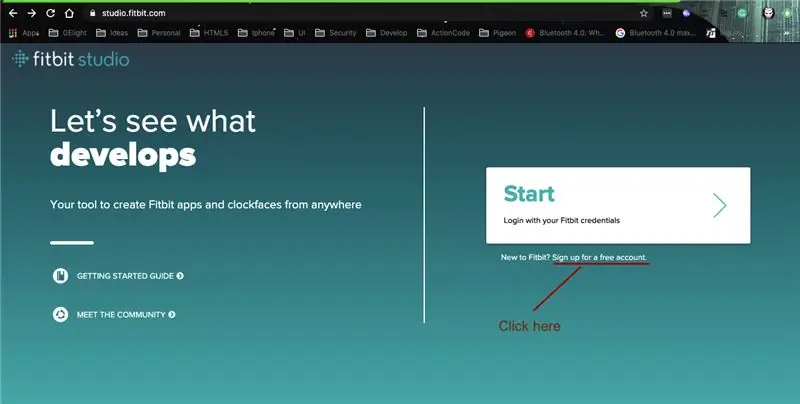 फिटबिट स्टूडियो के लिए खाता बनाएं