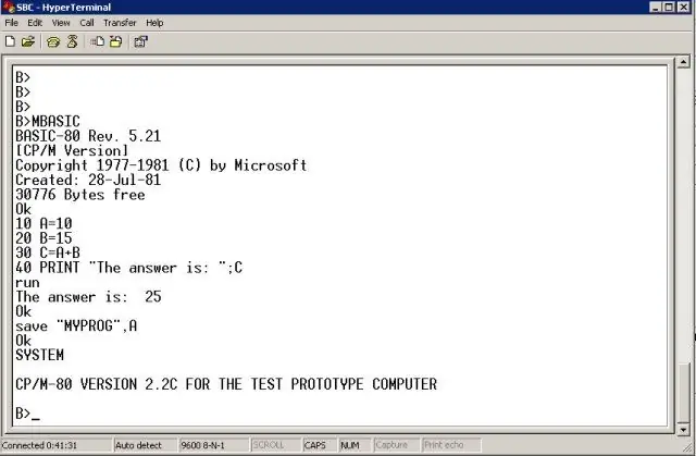 Spustite program Basic a napíšte program