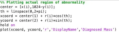 Plotting the Diagnosed Mass Location and Size for Visual Comparison