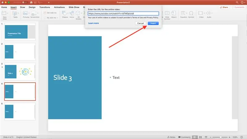 Sette inn en YouTube -video i en PowerPoint del 2