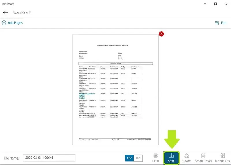 Enregistrer le document numérisé sur l'ordinateur