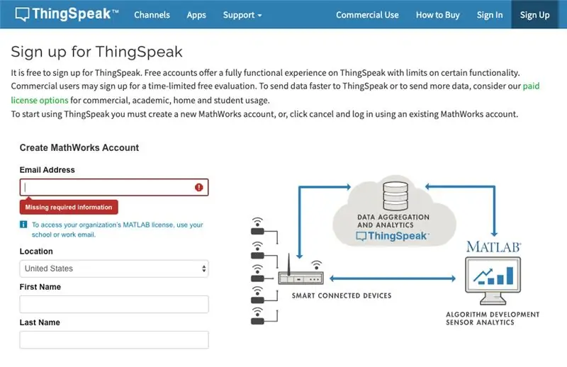 Konto bei Thing Speak erstellen (Matlab)