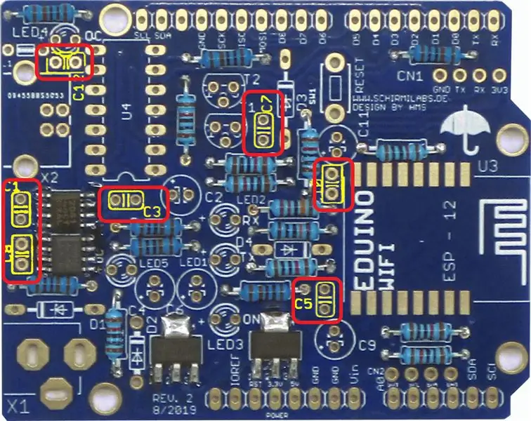 Solder C1, C3, C5, C7, C8, C10, C12: Capacitor 100 NF