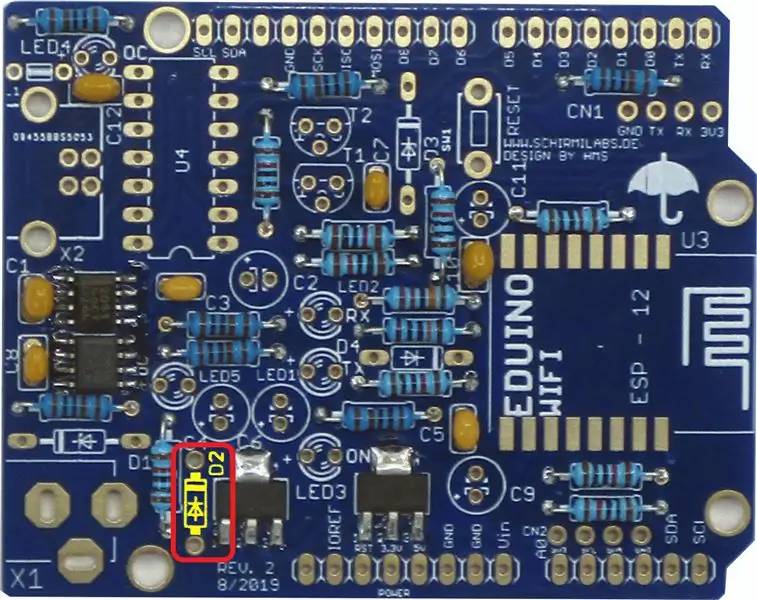 Soldeer D2: Diode 1N5819