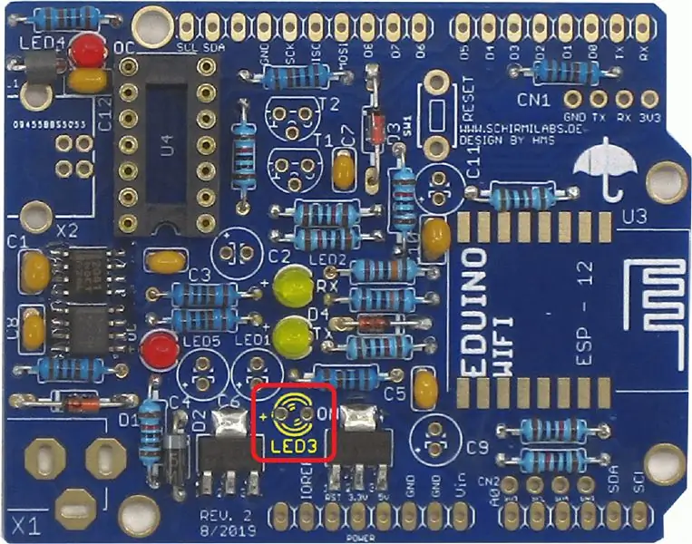 Löten Sie LED3: LED 3mm Grün