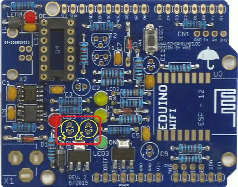 Lödning C4 och C6: Elektrolytkondensator 47 UF