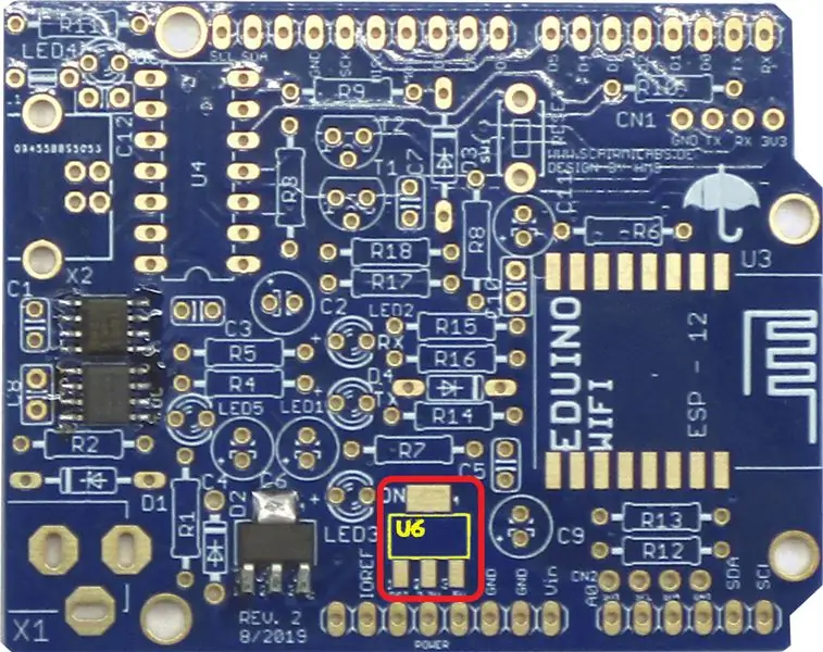 Solder U6: AMS 1117 3.3