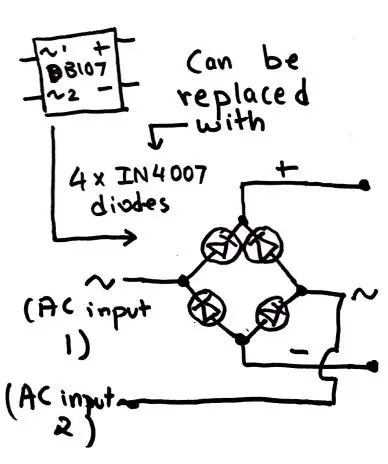 DB107 Bridge Bridge Rectifier በ Diodes (አማራጭ)