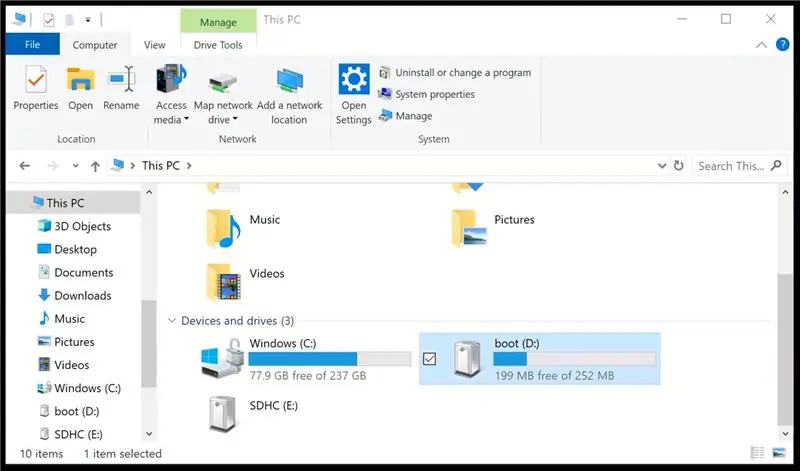 Configuration de la carte SD